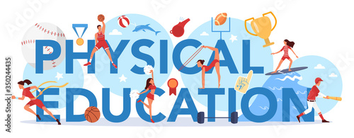 Physical education lesson school class typographic header concept