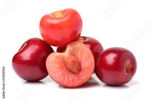 fresh cherry fruit on white background
