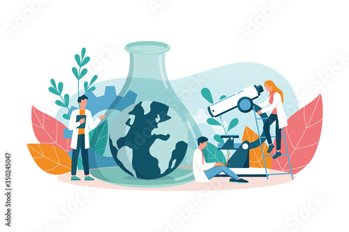 Ecologist taking care of Earth and nature concept. Scientist taking care