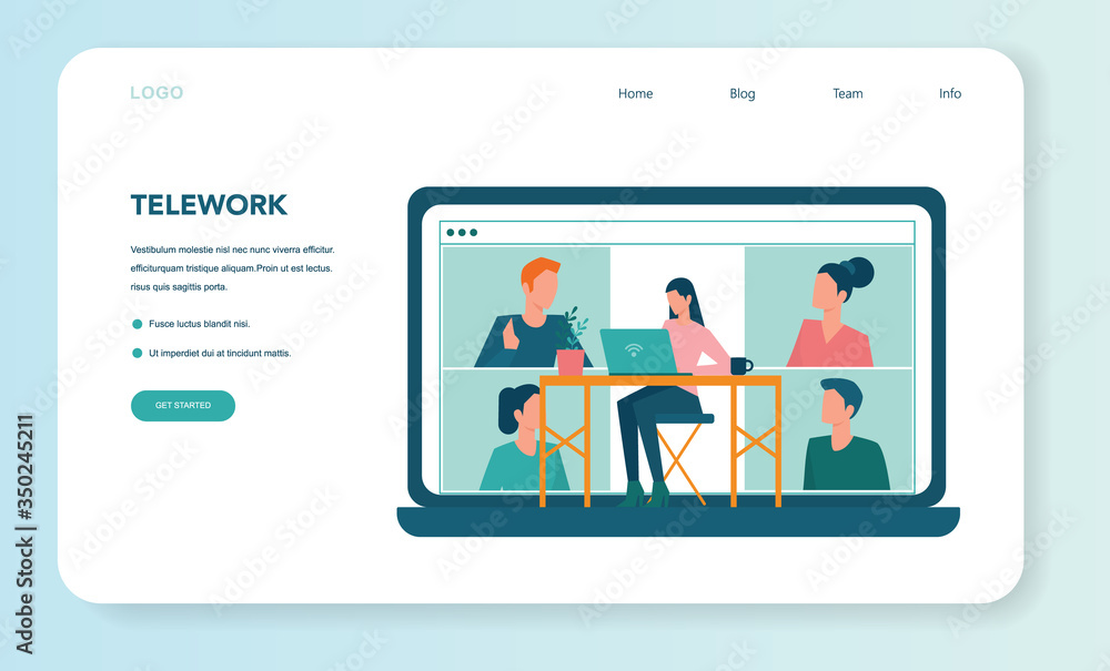 Remote working web banner or landing page. Telework Remote working web banner or landing page. Telework