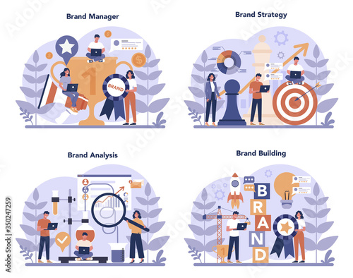 Brand manager concept set. Marketing specialist create unique design