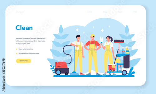 Cleaning service or company web banner or landing page.