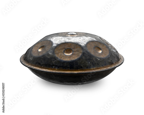 Beautiful Hang Drum Handpan Isolated on a White Background. 3D Render. photo