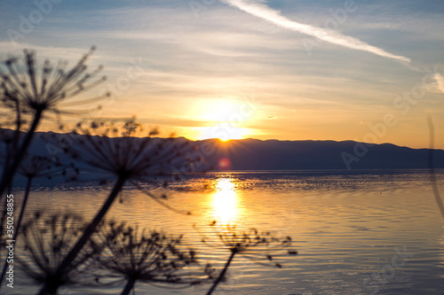 sunset over lake Sevan  Armenia