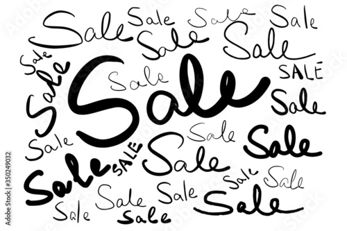 Sale set. Hand lettering inscription. Vector calligraphy. Vector handwritten text. Usable for cards and posters  sale billboards and signs  banner. 