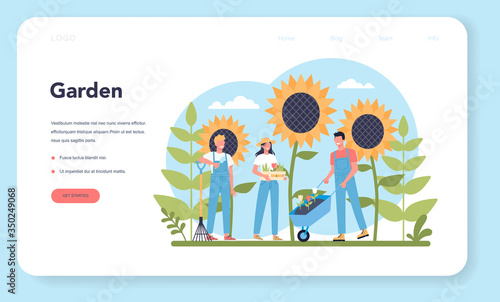 Gardening web banner or landing page. Idea of horticultural designer