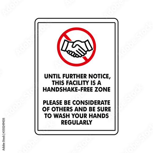 No shakehand to prevent coronavirus covid19 vector ready to print sign notice