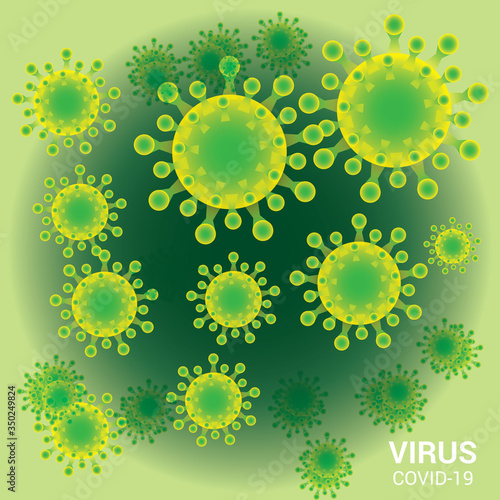 Covid-19 Corona virus concept background design, green color, World Health new official name for Corona virus disease name COVID-19, dangerous virus vector illustration,