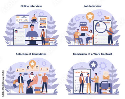 Job interview concept set. Idea of employment and hiring