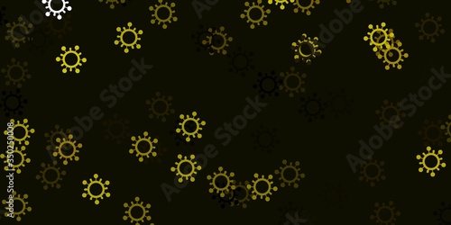 Light green, yellow vector backdrop with virus symbols.