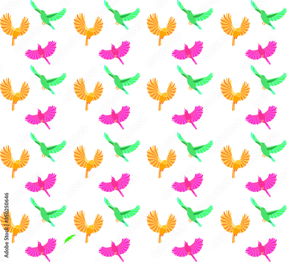 seamless pattern with colorful birds