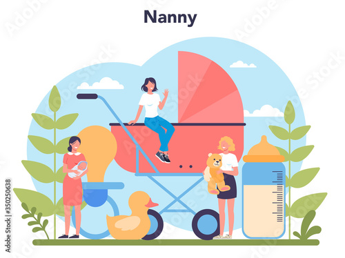 Babysitter service or nanny agency concept. In-home babysitter.