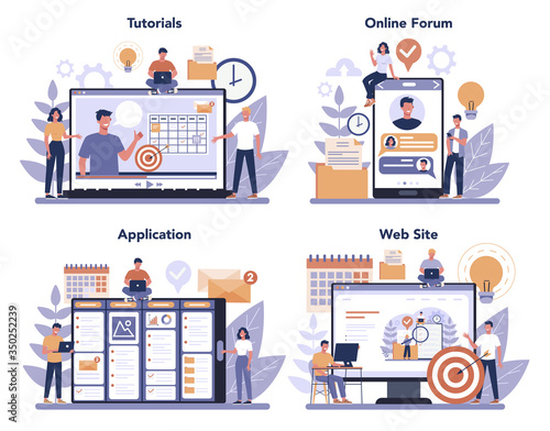 Project management online service or platform set. Successful
