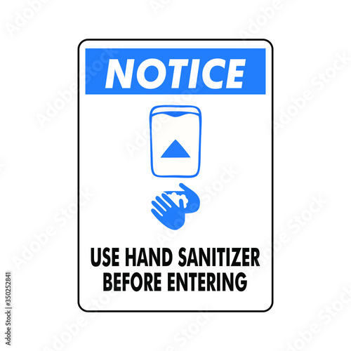 Sanitize hand, hand sanitizer to prevent coronavirus covid19 vector ready to prin sign notice