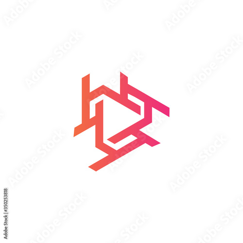 letter T triangel media logo vector