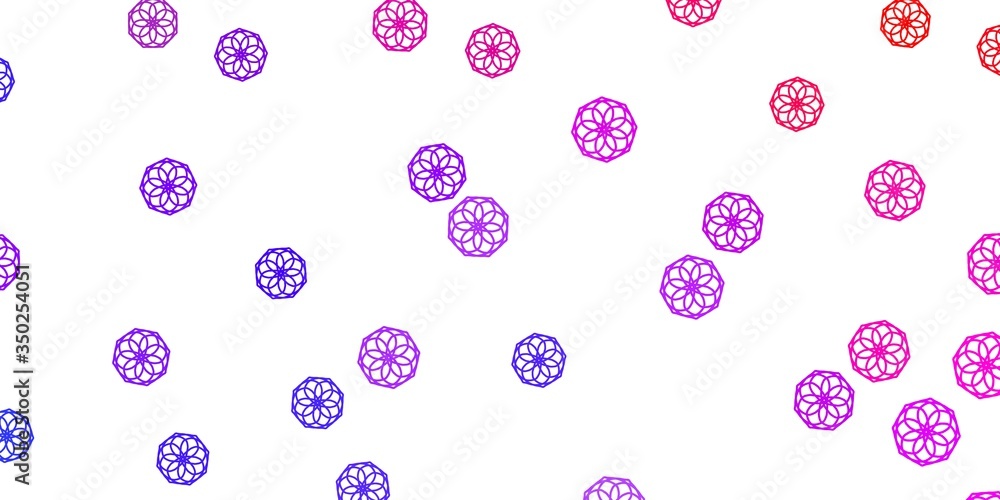 Light Blue, Red vector doodle background with flowers. Light Blue, Red vector doodle background with flowers.