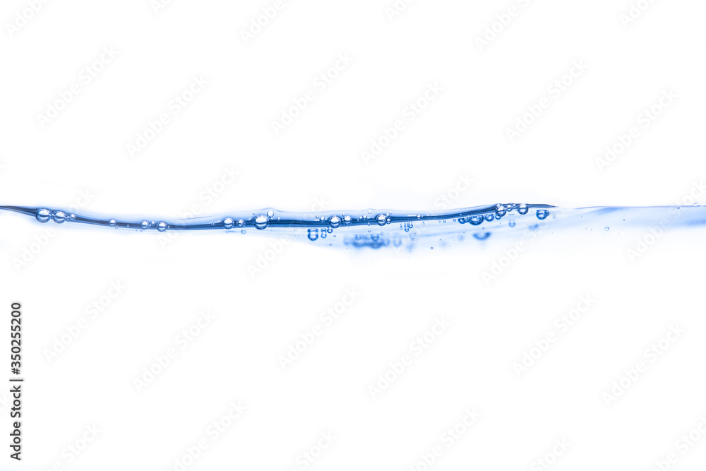 water splash and air bubbles on white background water splash and air bubbles on white background