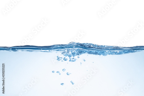 Blue water wave and bubbles. clean drinking water