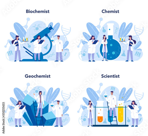 Chemistry science concept set. Scientific experiment in the laboratory.