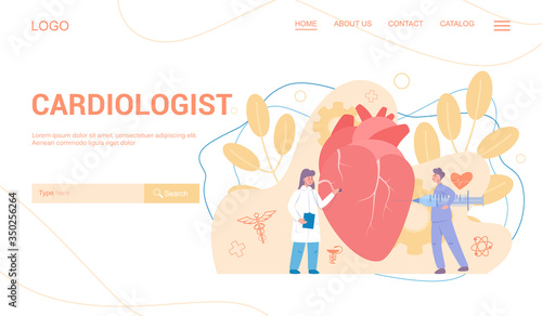 Cardiology web banner concept. Idea of heart care and medical