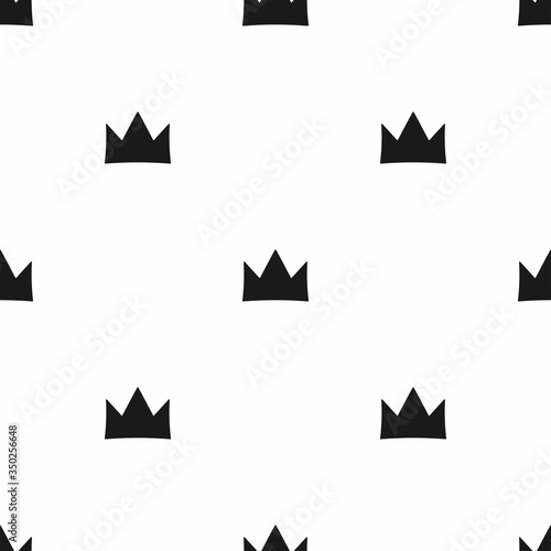 Simple seamless pattern with repeating crown. Monochrome vector illustration.