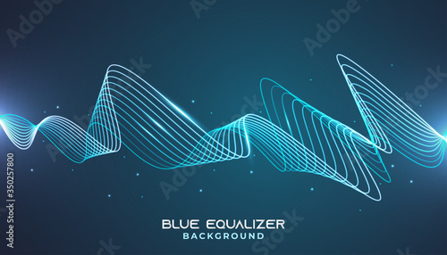 Blue Wave Background. Wavy Equalizer Design for Music Industry or Science and Technology. Sound Wave Background for Banner, Poster, Cover, or Wallpaper