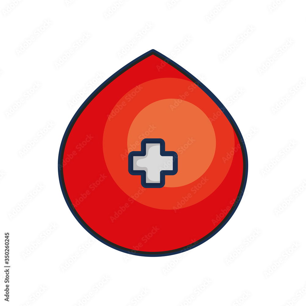 Obraz premium blood drop with medical cross icon, line color style