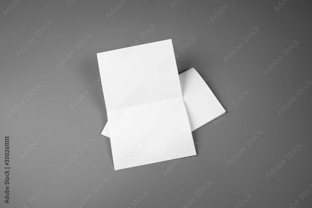 Blank portrait mock-up paper. brochure magazine isolated on gray, changeable background / white paper isolated on gray Blank portrait mock-up paper. brochure magazine isolated on gray, changeable background / white paper isolated on gray