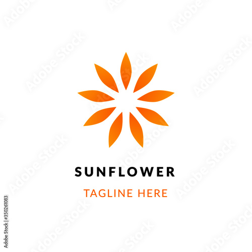 Sunflower icon logo. Gradient sun flower logotype concept on white background flat style. Botanical icon for yoga  wellness spa  beauty companies. Vector illustration