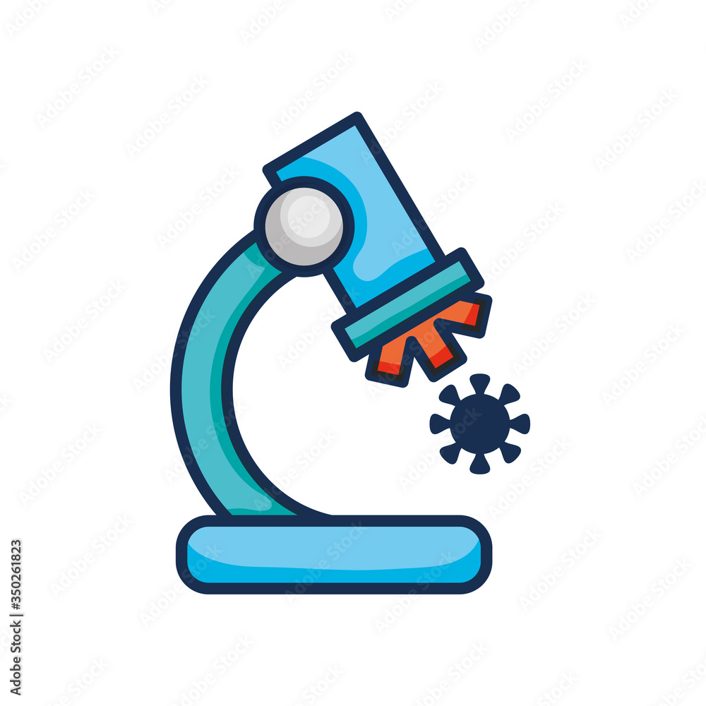 microscope and virus icon, line color style microscope and virus icon, line color style