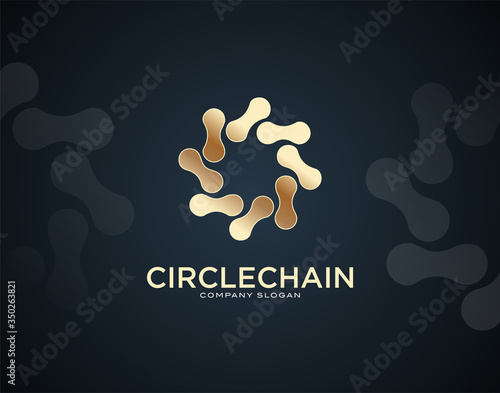 Modern and Luxury Circle Chain design logo or icon template with gold color effects