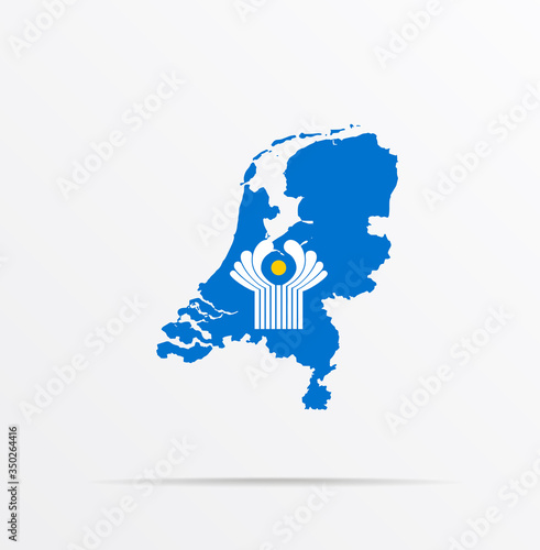 Vector map Netherlands combined with Commonwealth of Independent States CIS flag.