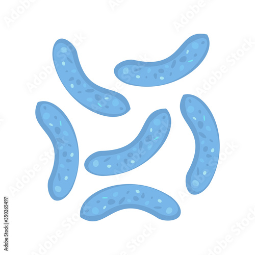 Bifidobacterium, Lactobacillus bifidus symbol. Can be used for yoghurt web banner. Medical, microbiology,fermentation concept. Stock vector illustration isolated on white background in flat cartoon