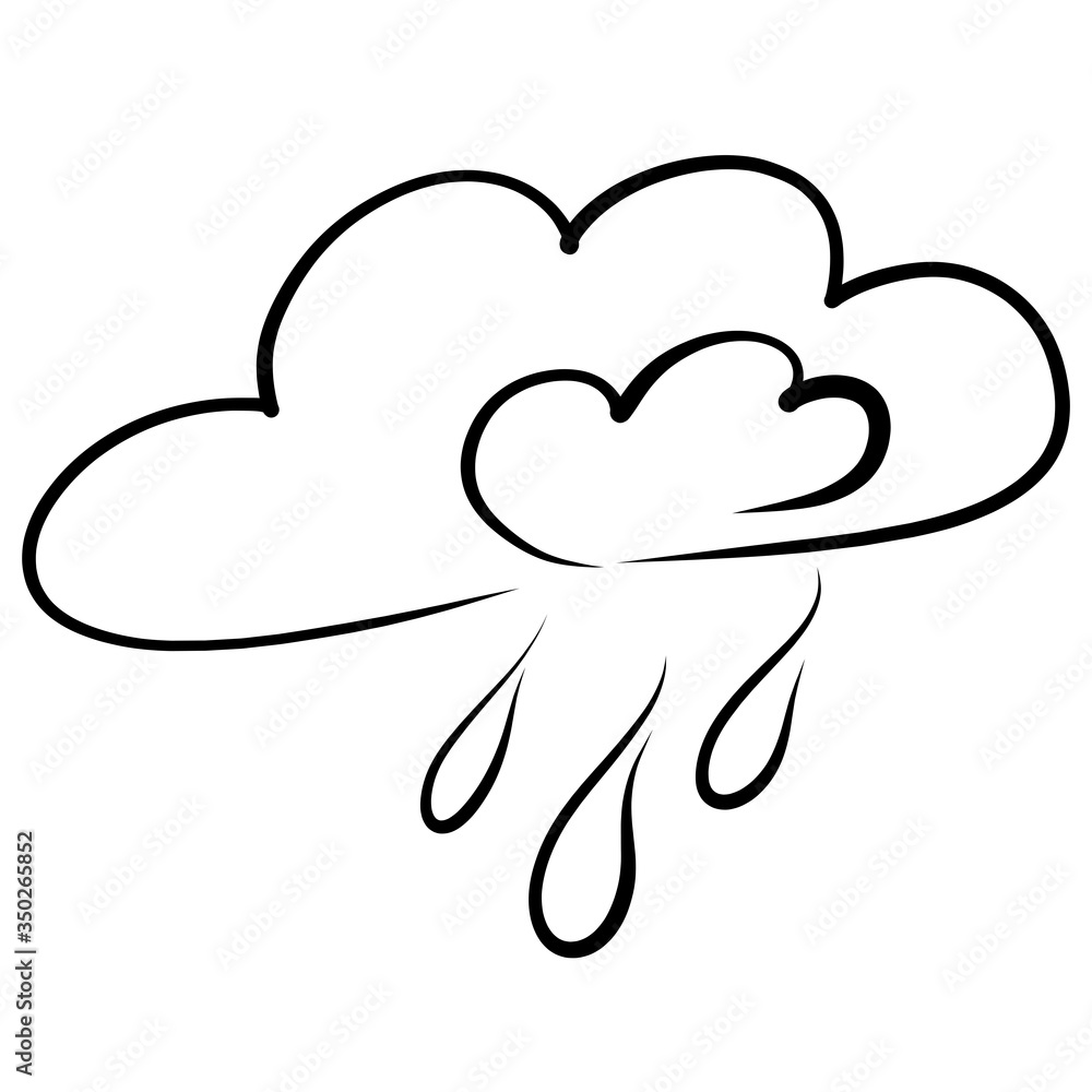 fluffy cloud and three raindrops, black pattern fluffy cloud and three raindrops, black pattern