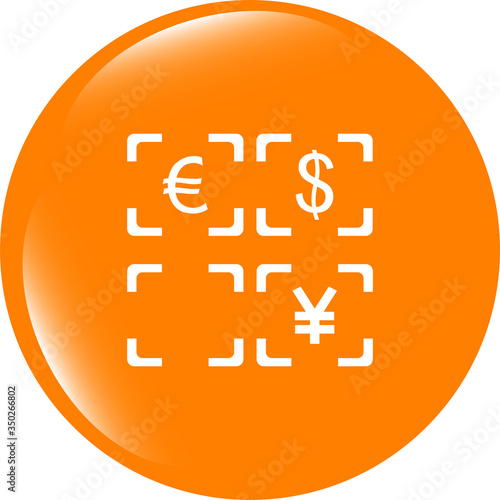 Currency exchange sign icon. Currency converter symbol. Money label. shiny button. Modern UI website button