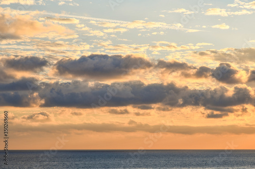 Scenic view of a cloudy sunset sky on the Mediterranean sea  Italy