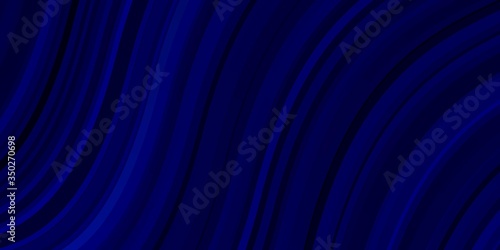Dark BLUE vector background with curved lines. Colorful geometric sample with gradient curves.  Pattern for websites, landing pages.