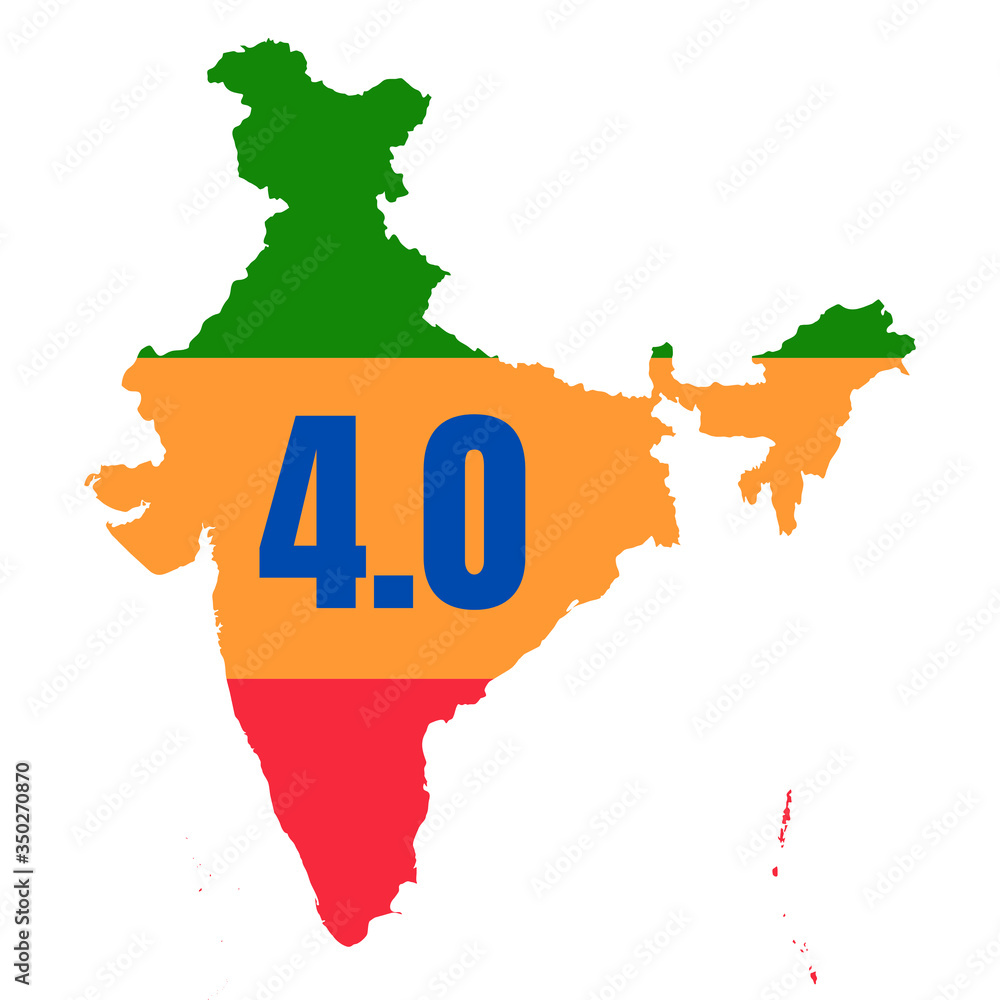 India divided in red, orange and green zones for Covid19. Coronavirus