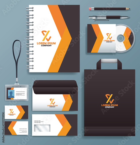 set stationary templates in gray color background