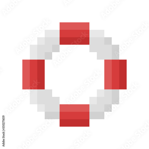 Top view of Swim Tube on water, For Summer Icon, Pixel 8 bit style