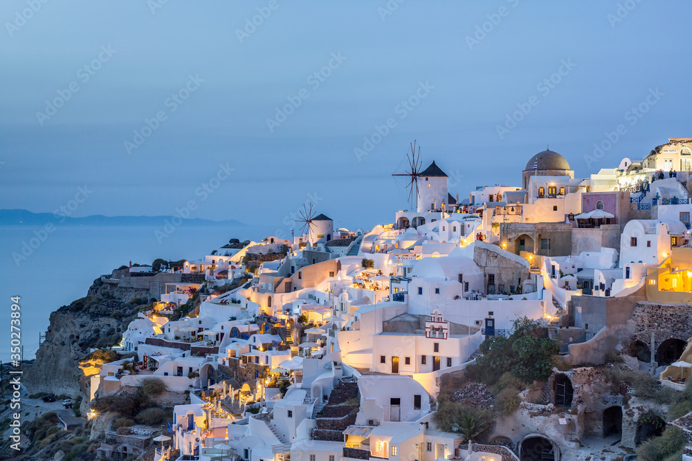 Traditional greek architecture in the village of Oia, Santorin, Greece