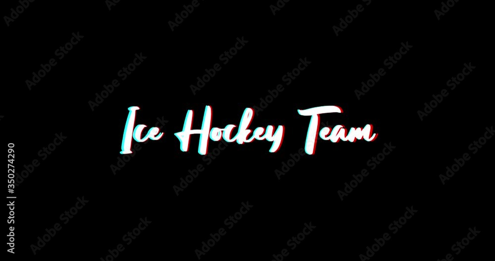 Ice Hockey Team Typography Text Glitch Effect  Animation on Black Background
-4K Resolution
