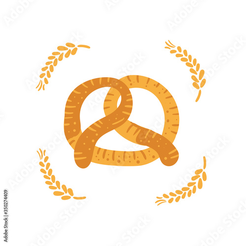 Beer bagel. Vector illustration in doodle style. Isolated on a white background. Party celebration in a pub.
