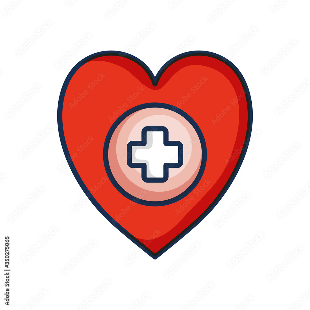 heart with medical cross icon, line color style heart with medical cross icon, line color style