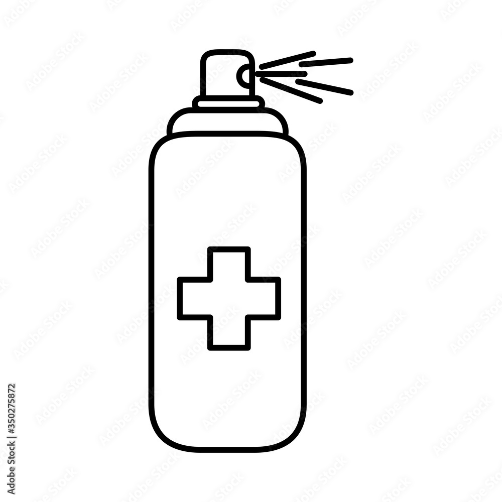 covid 19 coronavirus prevention spray bottle alcohol disinfectant line style icon