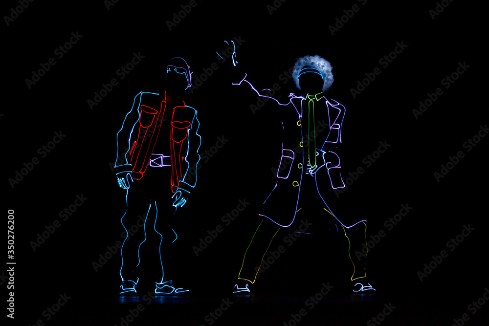 Neon Glow dancers. Entertainment. 3D illutration. Neon Glow dancers. Entertainment. 3D illutration.