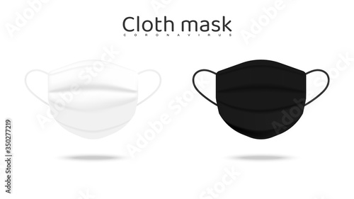 Cloth masks are very popular nowadays because they can be made by yourself and cheap.
Black and white mask illustration
