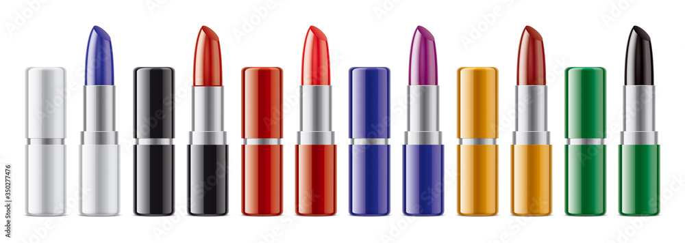 Set of colored lipsticks. Gold body version. Set of colored lipsticks. Gold body version.