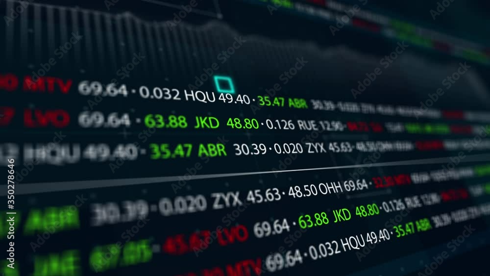 Stock market tickers with graphs and charts. Digital data displaying