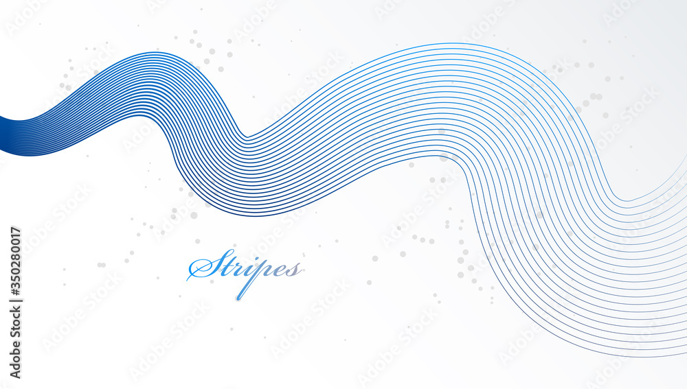 Fototapeta premium Blue 3D lines in motion dimensional vector abstract background, elegant curvy light stripy design element, template for banner or poster and other ads.